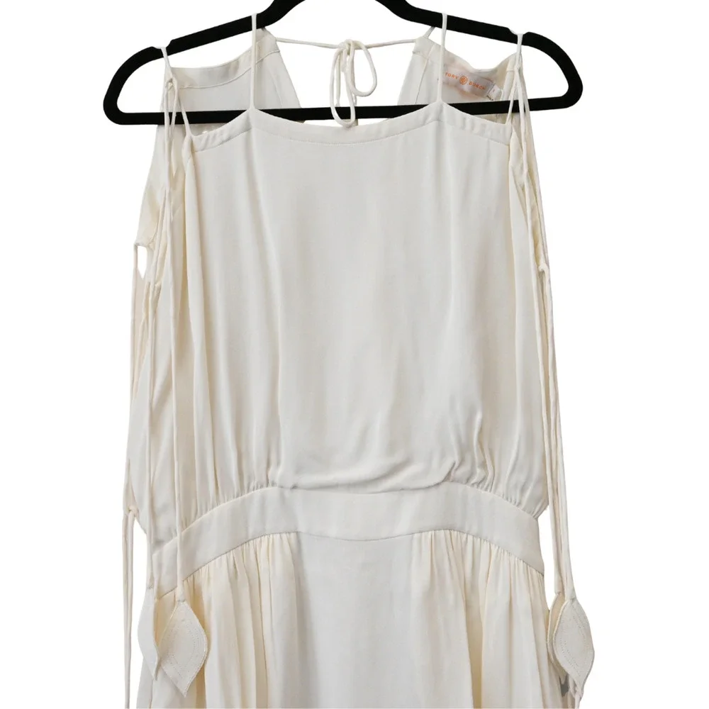 TORY BURCH Evalene New Ivory Sleeveless Tie-Shoulder Maxi Dress Size 8